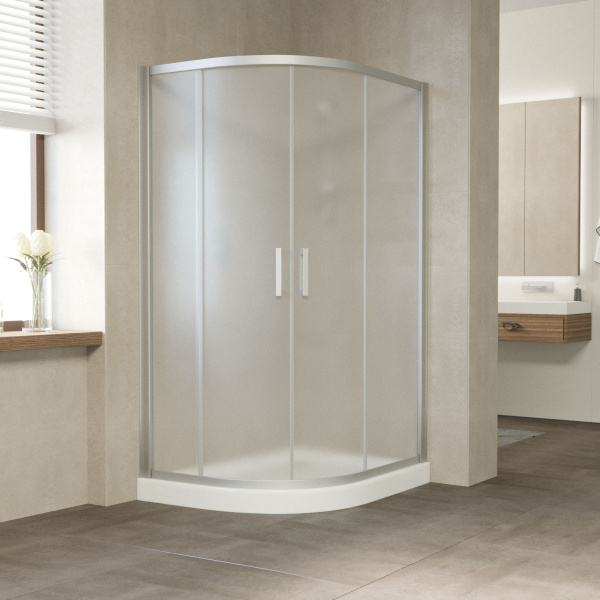Душевой уголок Vegas Glass ZS-F 120*80 07 10 профиль матовый хром, стекло сатин фото в интернет-магазине «Wasser-Haus.ru»