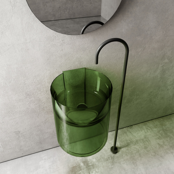 Раковина подвесная прозрачная ABBER Kristall AT2704Emerald зеленая фото в интернет-магазине «Wasser-Haus.ru»