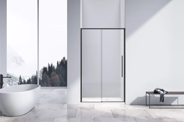 Душевая дверь в нишу Vincea Slim-N VDS-4SN140CLB 140 см, профиль черный фото в интернет-магазине «Wasser-Haus.ru»