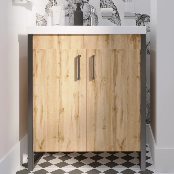 Мебель для ванной 1MarKa Grunge Loft 70Н дуб вотан фото в интернет-магазине «Wasser-Haus.ru»