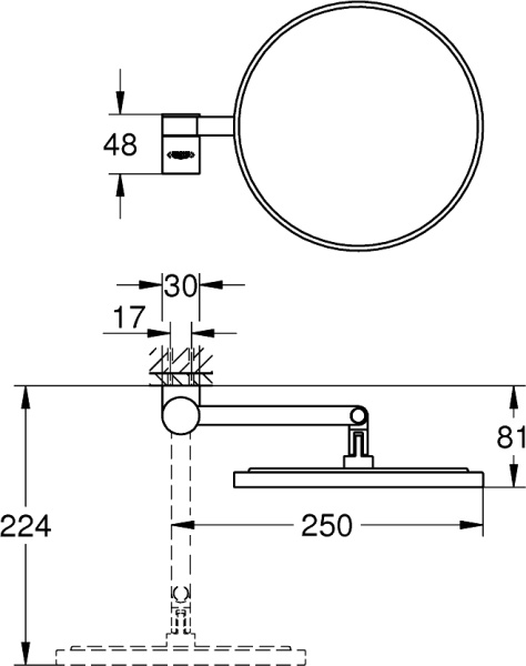 Косметическое зеркало Grohe Selection 41077A00 темный графит фото в интернет-магазине «Wasser-Haus.ru»