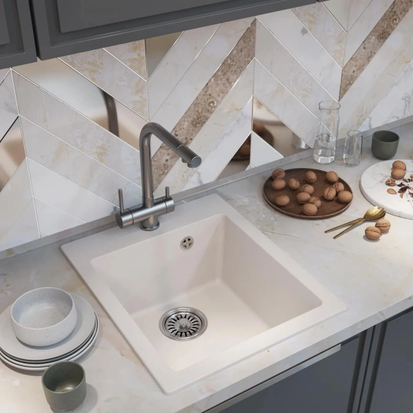 Мойка кухонная Mixline ML-GM14 белая фото в интернет-магазине «Wasser-Haus.ru»