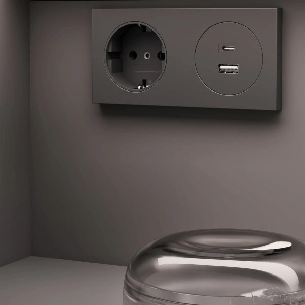 Тумба с раковиной Keuco Stageline 32864 80 см, с подсветкой, розеткой и точкой зарядки USB и USB-C, вулканит фото в интернет-магазине «Wasser-Haus.ru»