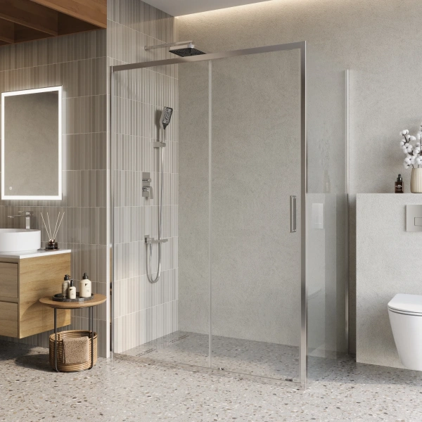 Душевой уголок BelBagno Luce AH-1-140/90-C-Cr стекло прозрачное фото в интернет-магазине «Wasser-Haus.ru»