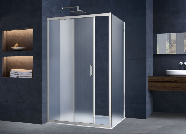 Душевой уголок Vincea Alpha VSR-3AL9014MT 140х90 см, профиль хром, стекло текстурное фото в интернет-магазине «Wasser-Haus.ru»