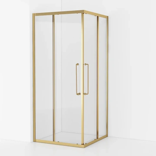 Душевой уголок Cezares Relax RELAX-304-A-2-80-C-BORO 80x80, профиль брашированное золото фото в интернет-магазине «Wasser-Haus.ru»