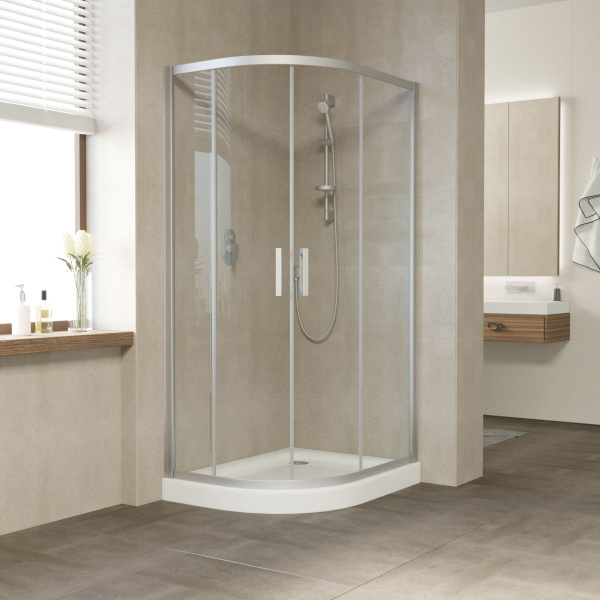 Душевой уголок Vegas Glass ZS-F 100*80 07 01 профиль матовый хром, стекло прозрачное фото в интернет-магазине «Wasser-Haus.ru»
