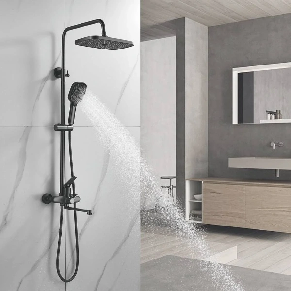 Душевая стойка Shevanik S6236T, оружейная сталь фото в интернет-магазине «Wasser-Haus.ru»