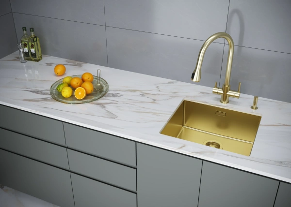 Смеситель для кухни Paulmark Lange La214212-SBG светлое брашированное золото фото в интернет-магазине «Wasser-Haus.ru»