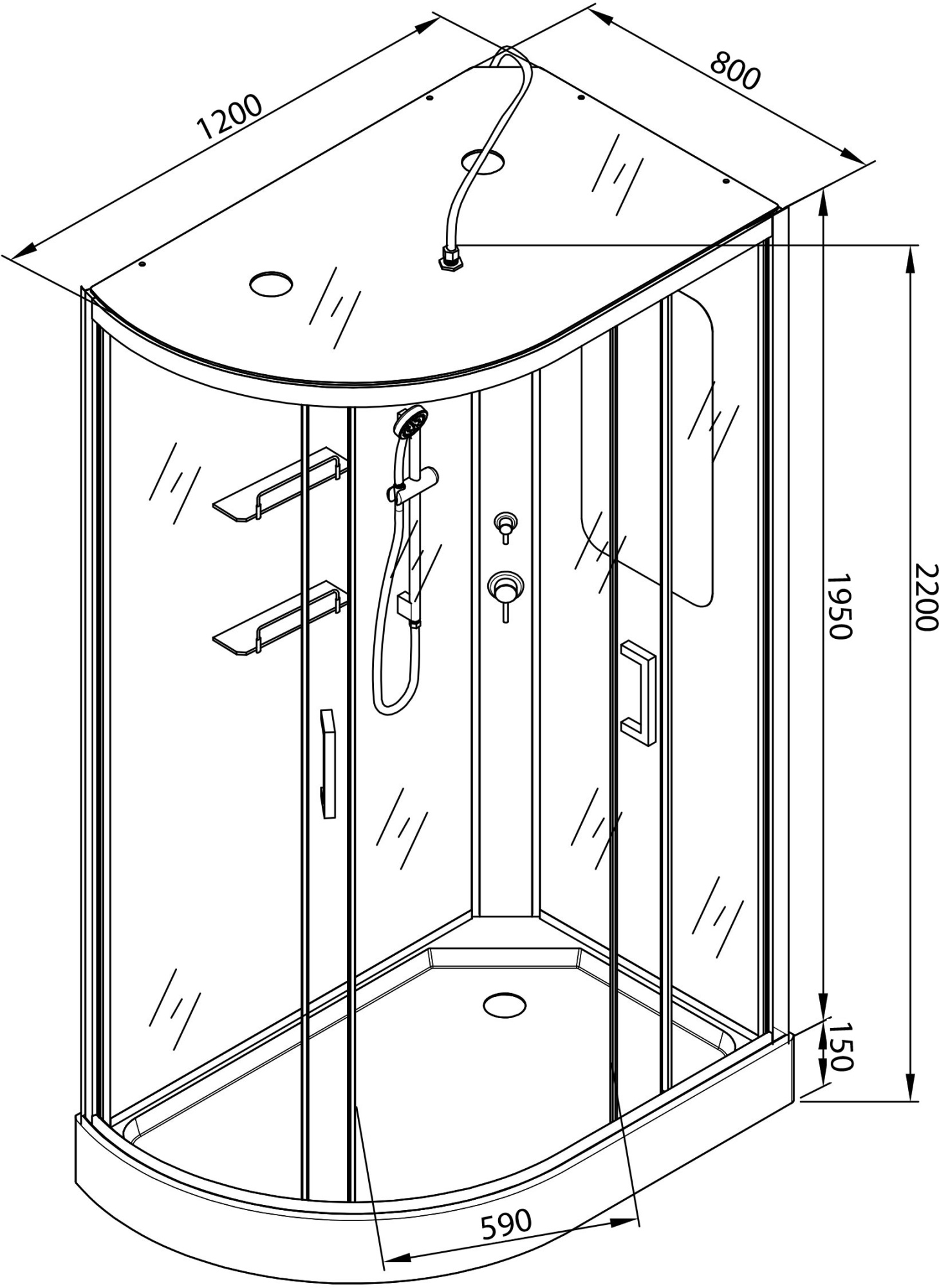 Душевая кабина DTO D102SRLED фото в интернет-магазине «Wasser-Haus.ru»