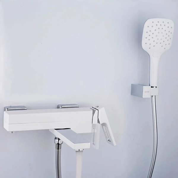 Смеситель для ванны с душем Gappo G17-8 G3217-8 белый, хром фото в интернет-магазине «Wasser-Haus.ru»