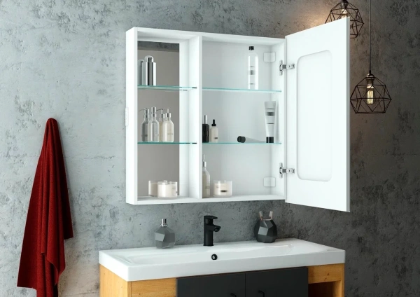 Зеркало-шкаф CONTINENT Aperio R 80х80 с подсветкой фото в интернет-магазине «Wasser-Haus.ru»