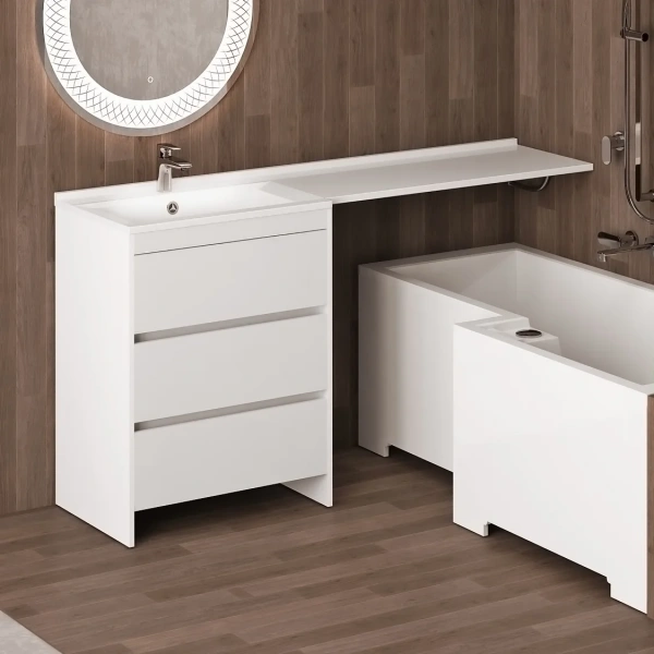 Мебель для ванной D@ Фишка Фишка 170 напольная, 3 ящика, белая фото в интернет-магазине «Wasser-Haus.ru»