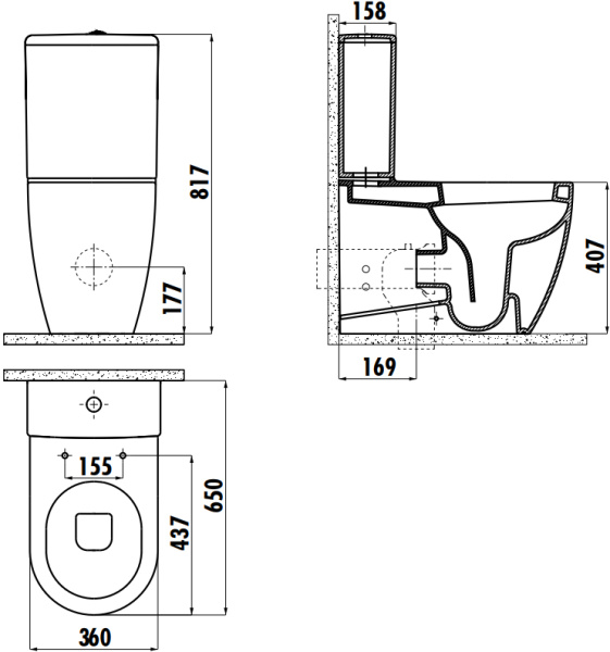 Чаша для унитаза-компакта Creavit Free FE360.00100 фото в интернет-магазине «Wasser-Haus.ru»