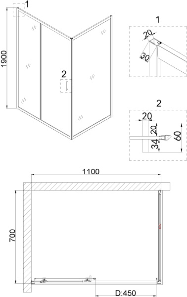 Душевой уголок Niagara Nova NG-82-11AB-A70B 110x70, прямоугольный, черный фото в интернет-магазине «Wasser-Haus.ru»