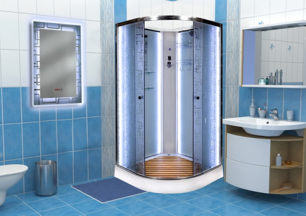 Душевая кабина DTO Em EM1580 N LED 80 x 80 см, без крыши, с Led подсветкой фото в интернет-магазине «Wasser-Haus.ru»