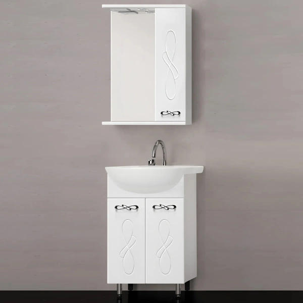 Тумба с раковиной Style Line Венеция 55 белая, раковина Rosa Уют 55 фото в интернет-магазине «Wasser-Haus.ru»