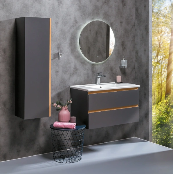 Шкаф-пенал Armadi Art Capolda антрацит фото в интернет-магазине «Wasser-Haus.ru»
