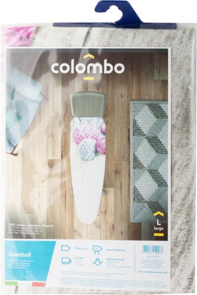 Чехол для гладильной доски Colombo New Scal S.p.A. Клубки пряжи серые с розовым 130х50 фото в интернет-магазине «Wasser-Haus.ru»
