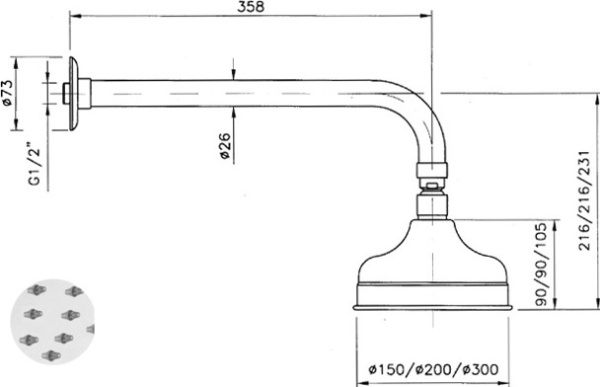Верхний душ Nicolazzi Classic Shower 5702 CR 20 фото в интернет-магазине «Wasser-Haus.ru»
