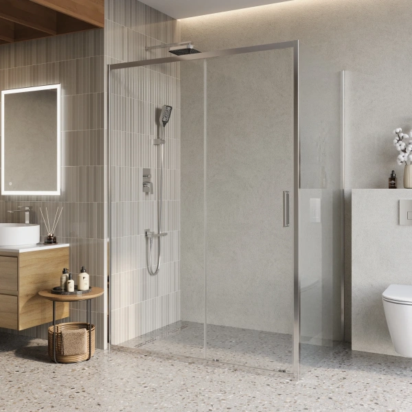 Душевой уголок BelBagno Luce AH-1-140/100-C-Cr стекло прозрачное фото в интернет-магазине «Wasser-Haus.ru»