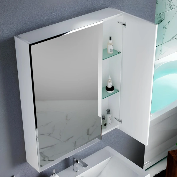 Зеркало-шкаф 1MarKa Соната 75 белый глянец фото в интернет-магазине «Wasser-Haus.ru»