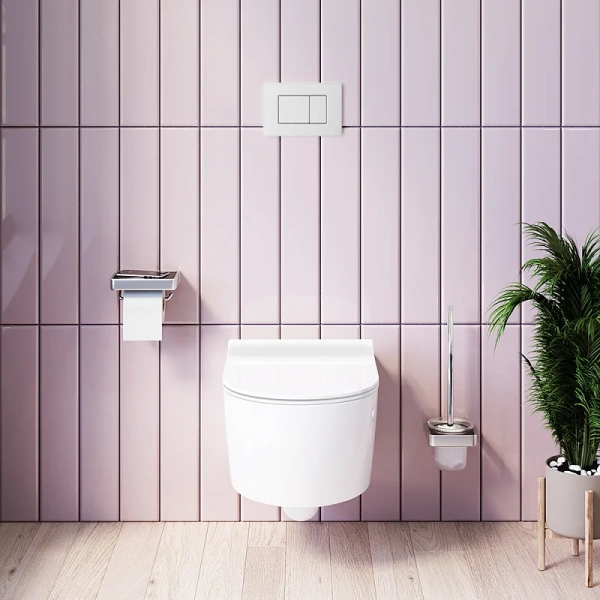 Комплект Damixa Scandinavian Pure DX36.IS10101.1701 с безободковым унитазом, кнопка смыва белая глянцевая фото в интернет-магазине «Wasser-Haus.ru»