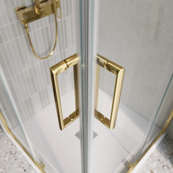 Душевой уголок BelBagno Luce A-2-90-C-ORO 90x90, профиль золото, стекло прозрачное фото в интернет-магазине «Wasser-Haus.ru»