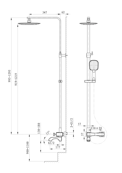 Душевая стойка Wonzon & Woghand Triumph WW-563601-CR, хром фото в интернет-магазине «Wasser-Haus.ru»