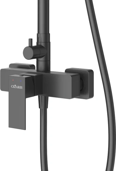 Душевая стойка Cezares Slider SLIDER-CD-NOP, со смесителем, матовый черный фото в интернет-магазине «Wasser-Haus.ru»