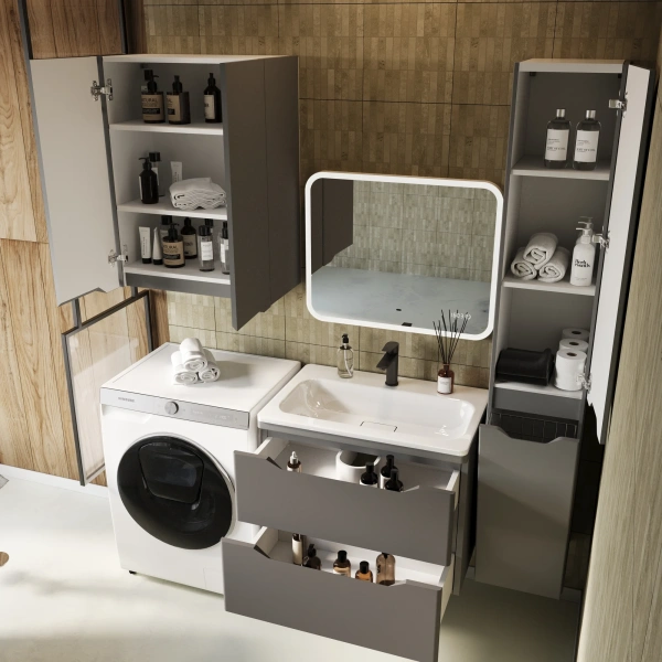 Мебель для ванной Style Line Марелла 70 подвесная, серая фото в интернет-магазине «Wasser-Haus.ru»