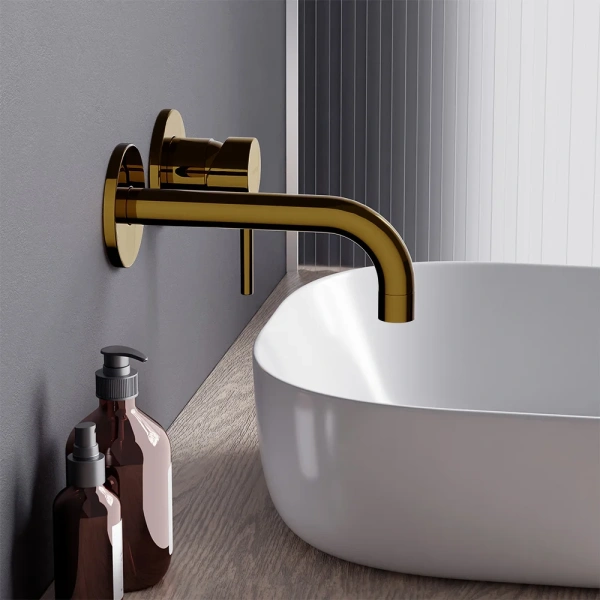 Смеситель для раковины Damixa Scandinavian Pure 360260600 С ВНУТРЕННЕЙ ЧАСТЬЮ, золото фото в интернет-магазине «Wasser-Haus.ru»
