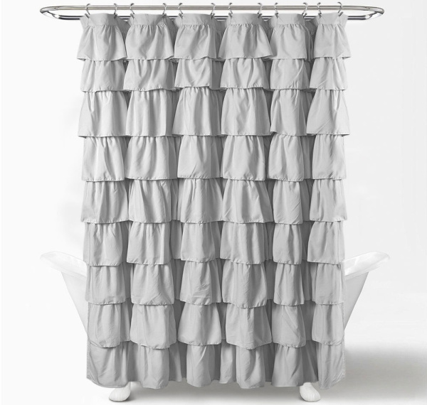 Штора для ванной Carnation Home Fashions Flounce Grey 180х180 см, серая фото в интернет-магазине «Wasser-Haus.ru»