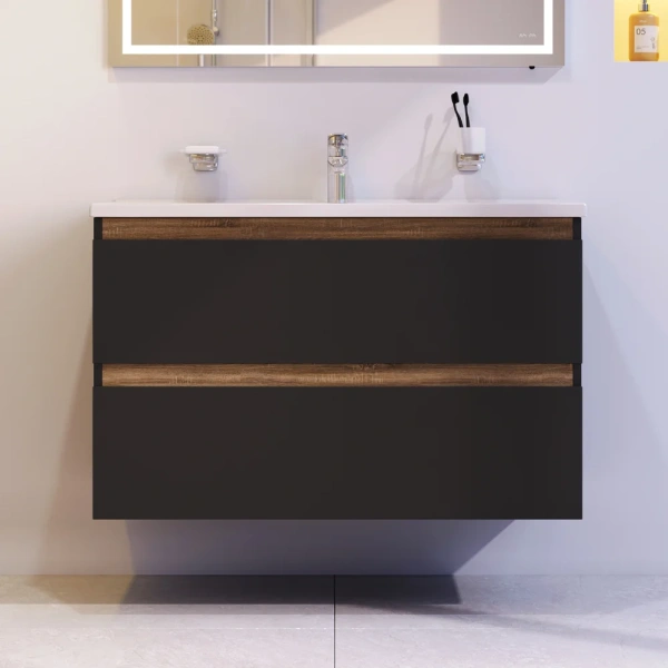 Мебель для ванной AM.PM X-Joy 100 подвесная, черная матовая фото в интернет-магазине «Wasser-Haus.ru»
