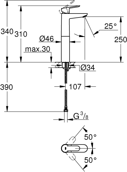 Смеситель для раковины Grohe BauEdge 23761000 для раковины, хром фото в интернет-магазине «Wasser-Haus.ru»