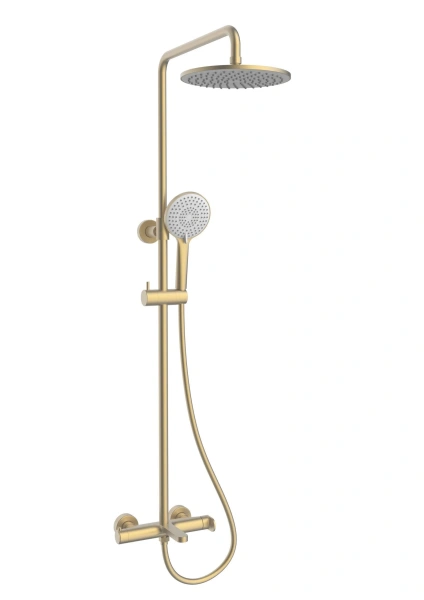 Душевая стойка Vincea Rondo VSFS-1R1BG с изливом, брашированное золото фото в интернет-магазине «Wasser-Haus.ru»