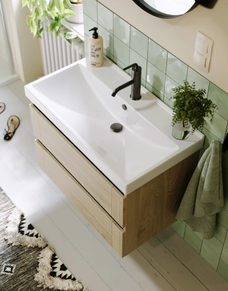 Тумба с раковиной Aqwella Astrid 80 дуб давос фото в интернет-магазине «Wasser-Haus.ru»