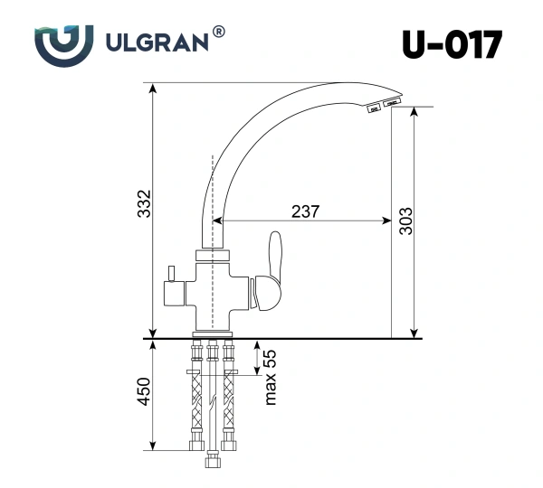Смеситель для кухни Ulgran U-017-344 ультра-черный фото в интернет-магазине «Wasser-Haus.ru»