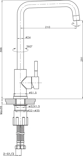Смеситель для кухни Raiber Graceful RPB-013 черный фото в интернет-магазине «Wasser-Haus.ru»