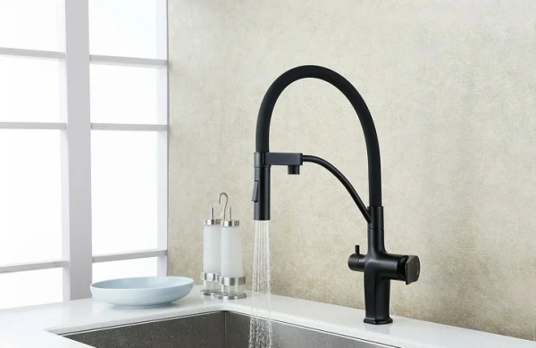 Смеситель для кухни Lemark Bronx LM3761BL черный, с гибким изливом фото в интернет-магазине «Wasser-Haus.ru»