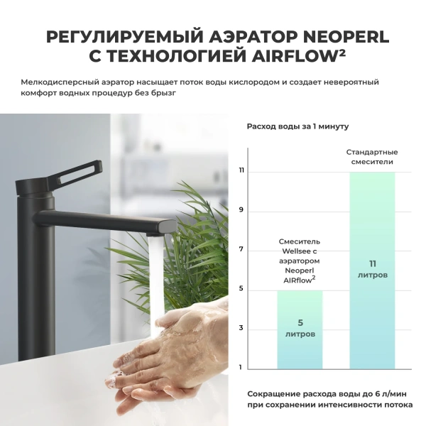 Комплект для раковины Wellsee ONCE! and forever 201000237 с донным клапаном и набором аксессуаров для ванный, черный матовый фото в интернет-магазине «Wasser-Haus.ru»