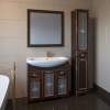 Мебель для ванной ASB-Woodline Бергамо 85 орех темный, патина золото, витраж фото в интернет-магазине «Wasser-Haus.ru»