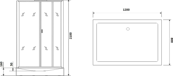 Душевая кабина Niagara Premium NG-6912-01GQL BLACK 120х80х210 левая, черная фото в интернет-магазине «Wasser-Haus.ru»