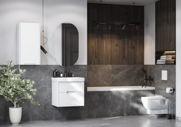 Шкаф AQUATON Оливия 35 L белый матовый фото в интернет-магазине «Wasser-Haus.ru»