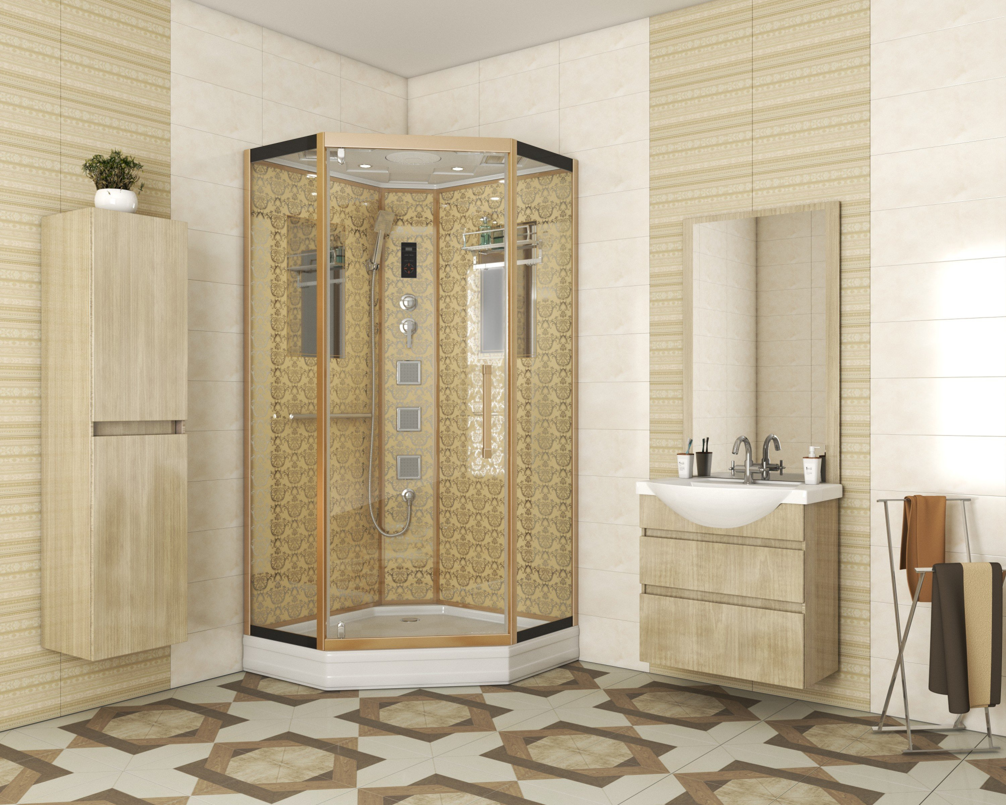 Душевая кабина Niagara Lux 7717G золото фото в интернет-магазине «Wasser-Haus.ru»