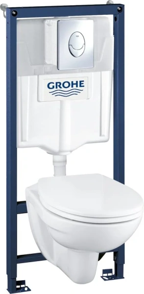 Комплект  Grohe Solido 39192000 подвесной унитаз + инсталляция + кнопка + Гигиенический душ Grohe BauClassic 124901 со смесителем фото в интернет-магазине «Wasser-Haus.ru»