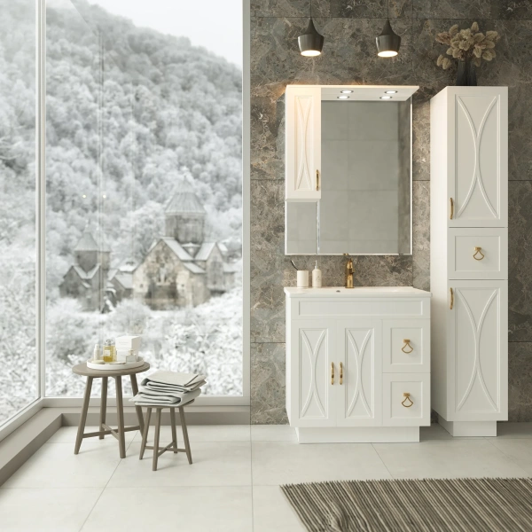 Мебель для ванной Misty Амбра 80 2 двери, 2 ящика фото в интернет-магазине «Wasser-Haus.ru»