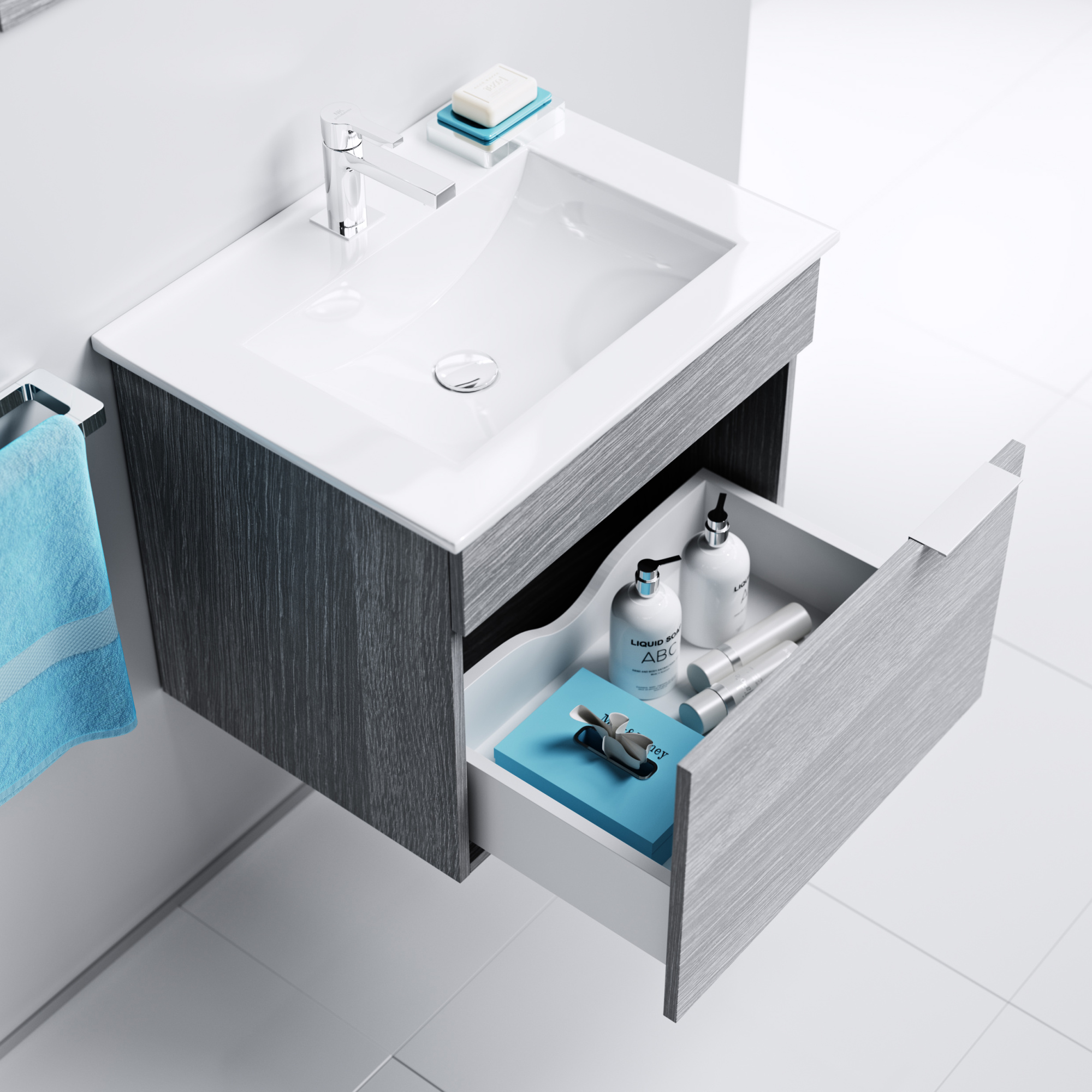 Мебель для ванной Aqwella Brig 60 подвесная, белая фото в интернет-магазине «Wasser-Haus.ru»