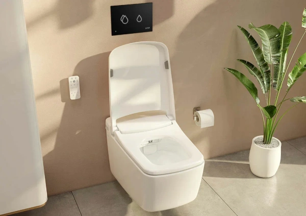 Унитаз подвесной VitrA V-Care Prime 7231B403-6216 безободковый, с биде и микролифтом фото в интернет-магазине «Wasser-Haus.ru»