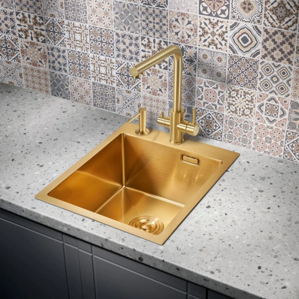 Мойка кухонная Milacio Steel Denia 41 MC.77468 золото фото в интернет-магазине «Wasser-Haus.ru»